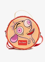 Ren and Stimpy Face Close Up Round Crossbody Bag