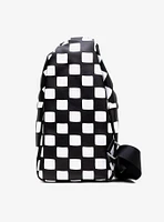 Disney Mickey Mouse Peace Fingers Checkered Crossbody Sling Bag