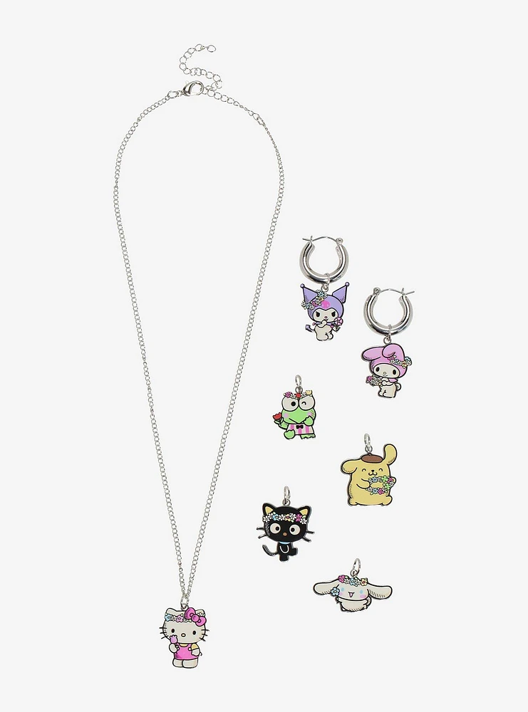 Hello Kitty And Friends Charm Necklace & Earring  Set