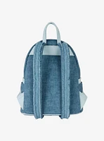 Loungefly Disney Dogs and Cats Floral Denim Fringe Mini Backpack
