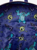Loungefly Disney Pixar Monsters, Inc. Sulley, Mike, & Randall Triple Pocket Mini Backpack