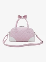 Pink Quilted Heart Bow Bowler Handbag