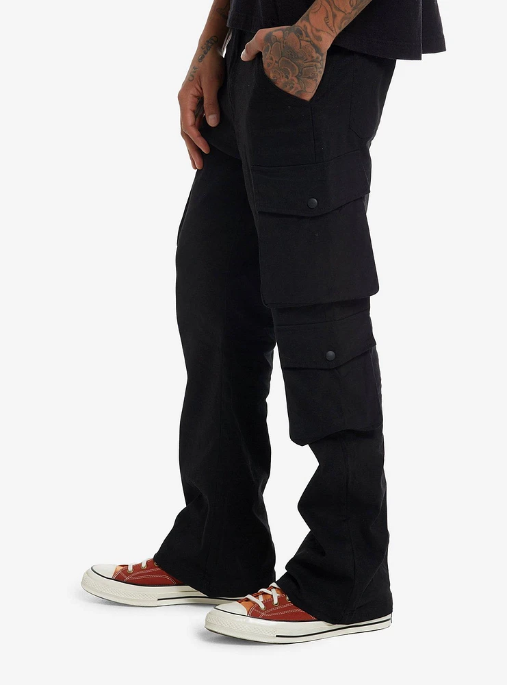 Black Snap Pocket Cargo Pants