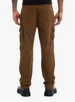 Brown Multi-Pocket Cargo Pants With Belt