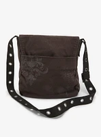 Gothic Cross & Filigree Studded Messenger Bag