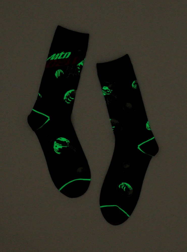 Mountain Dew Pitch Black Glow-In-The-Dark Crew Socks