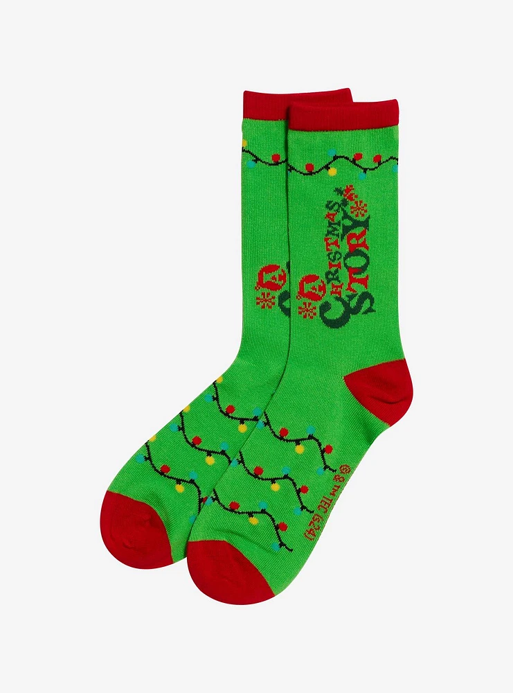 A Christmas Story Logo Christmas Lights Crew Socks