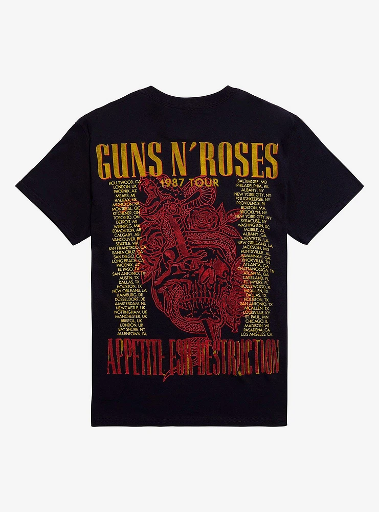 Guns N' Roses Appetite For Destruction 1987 Tour T-Shirt