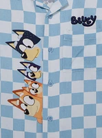 Bluey Heeler Family Checkered Toddler Button Up