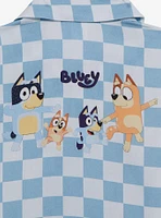 Bluey Heeler Family Checkered Toddler Button Up