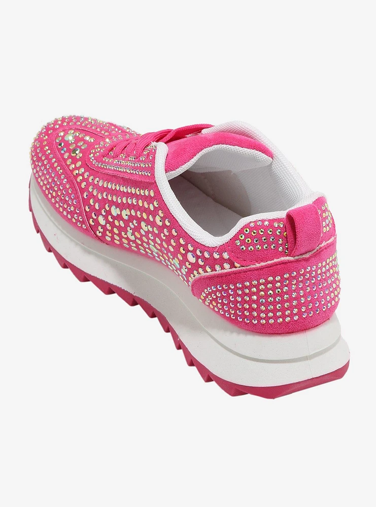 Yoki Pink Rhinestone Russel Sneakers