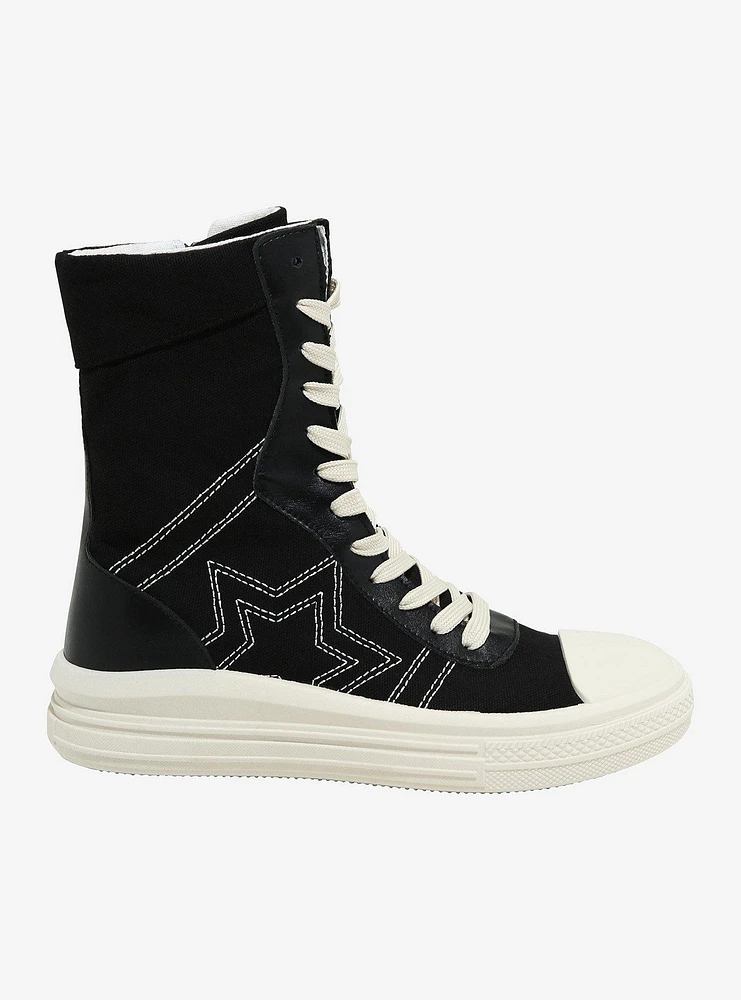 Yoki Black & White Star Wilder Hi-Top Sneakers