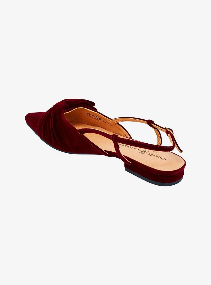 Chinese Laundry Burgundy Velvet Bow Flats