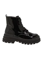 Dirty Laundry Shiny Black Vedder Combat Boots