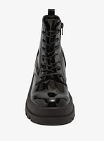 Dirty Laundry Shiny Black Vedder Combat Boots