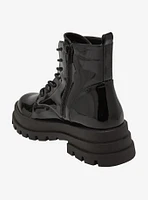 Dirty Laundry Shiny Black Vedder Combat Boots