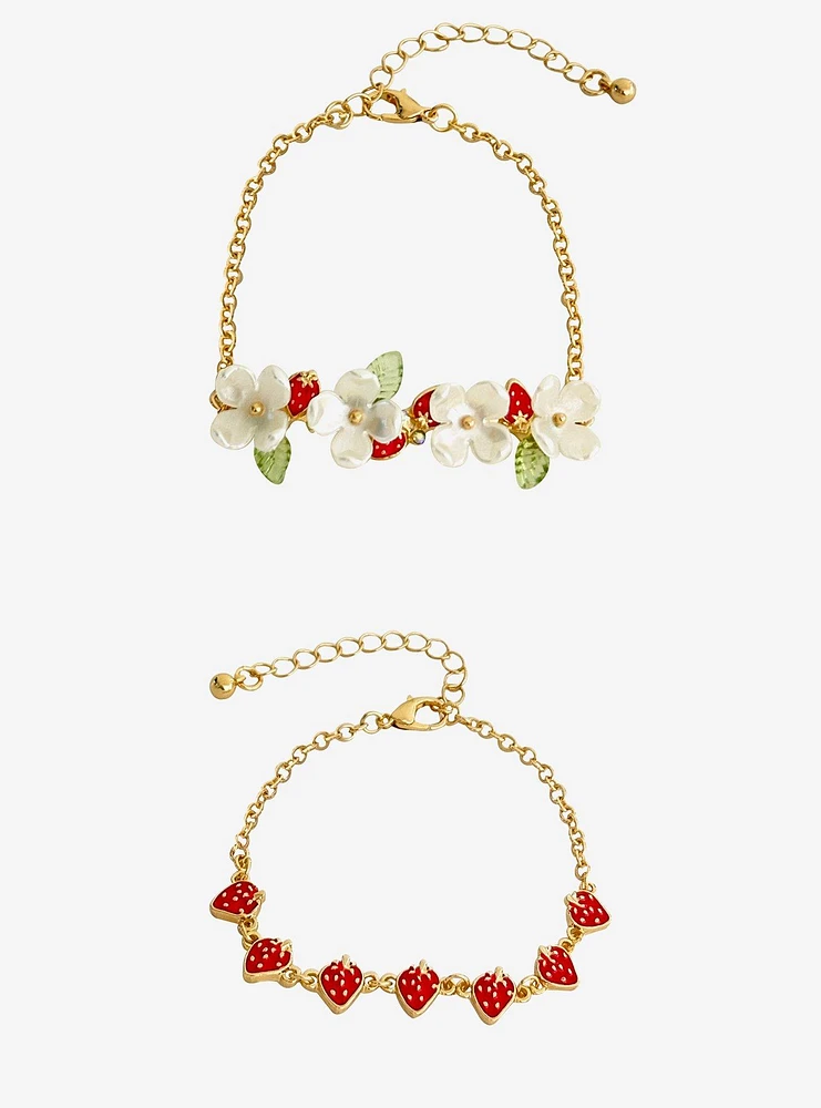 Sweet Society Floral Strawberry Bracelet Set