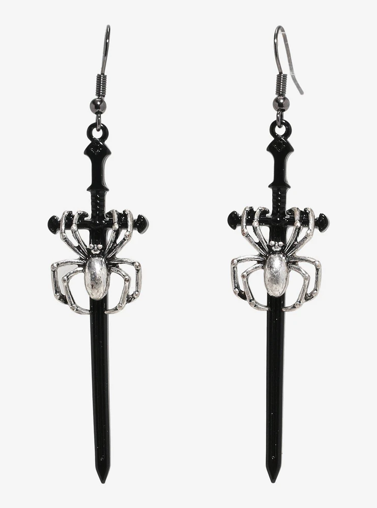 Black Sword Spider Drop Earrings