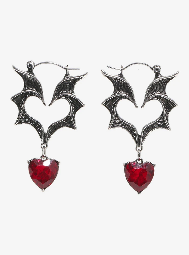 Bat Wing Heart Drop Earrings