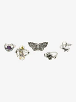 Thorn & Fable Moon Crystal Moth Ring Set