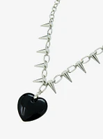 Black Heart Spike Chain Necklace