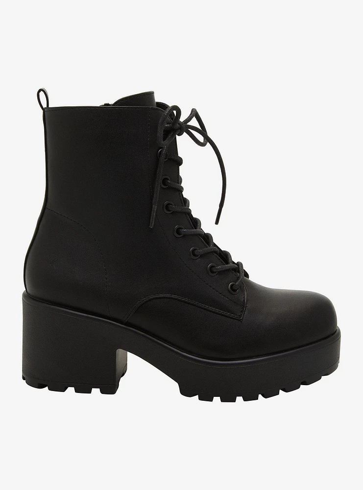 Koi Black Gin Heel Combat Boots