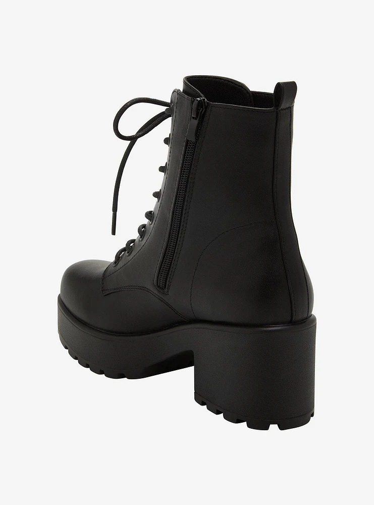 Koi Black Gin Heel Combat Boots