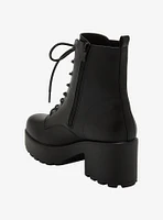 Koi Black Gin Heel Combat Boots