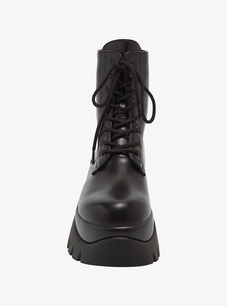 Koi Black Vilun Platform Combat Boots