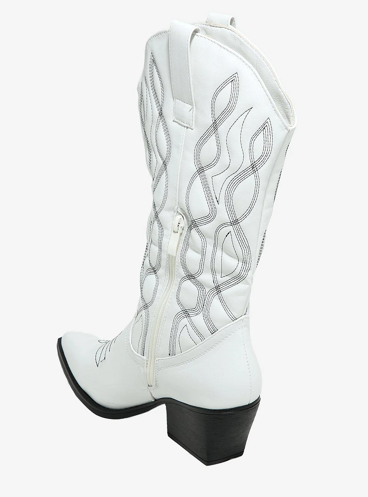 Yoki White Gayle Cowboy Boots