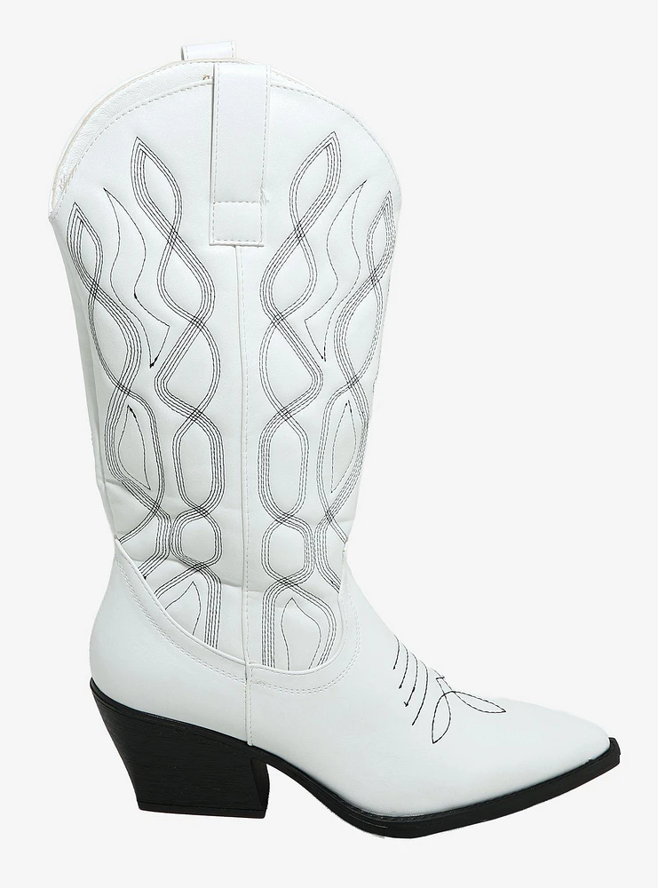 Yoki White Gayle Cowboy Boots