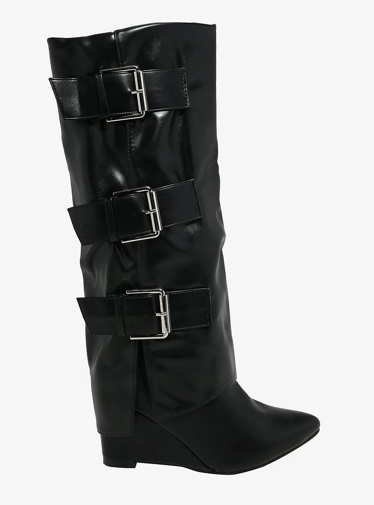 Yoki Black Buckle Erlinda Boots