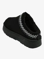 Yoki Black Fuzzy Platform Slipper