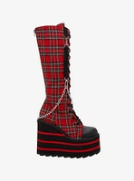 YRU Red Plaid Detention Platform Boots