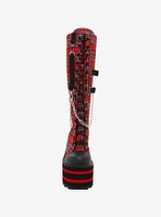 YRU Red Plaid Detention Platform Boots