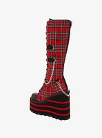 YRU Red Plaid Detention Platform Boots