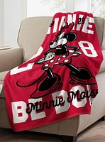 Disney Minnie Mouse Varsity Girl Micro Raschel Throw