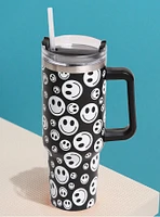 Black & White Happy Face Printed 40oz Tumbler