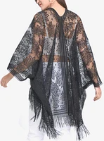 Black Lace Boho Fringe Kimono