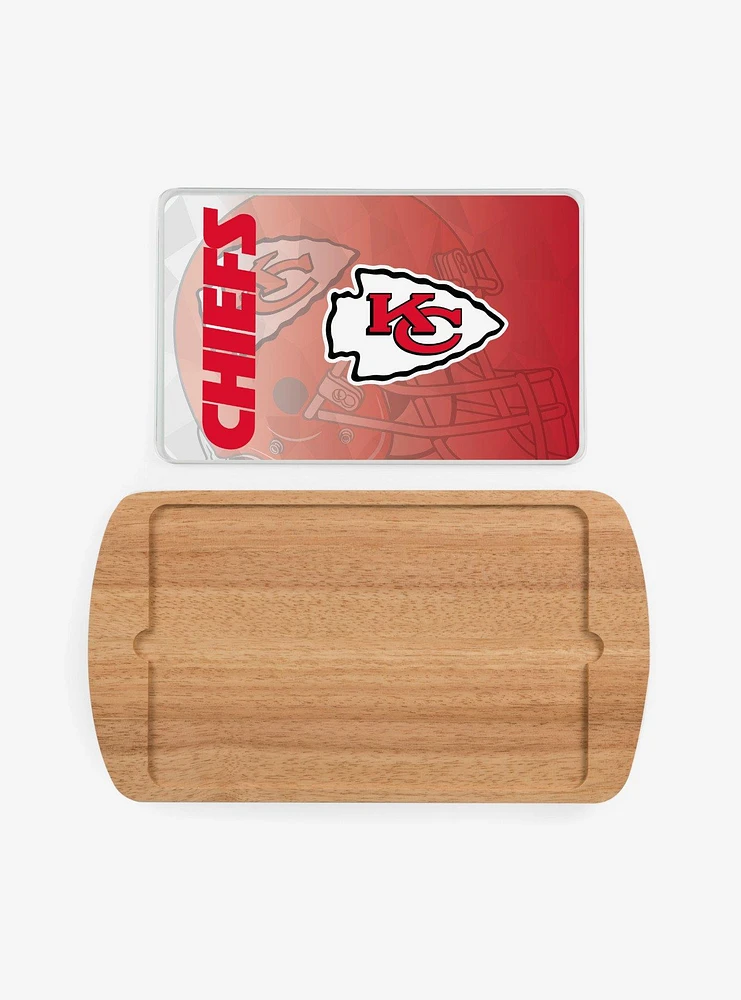 NFL Kansas City Chiefs Football Field Glass Top Cutting Board