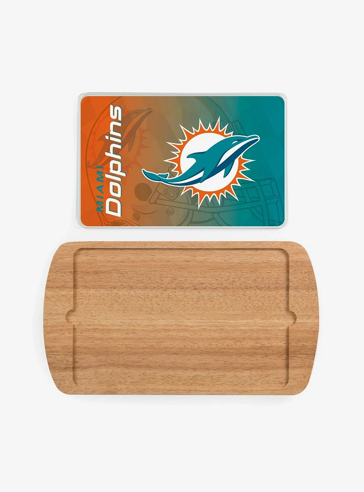 NFL Miami Dolphins Football Field Glass Top Cutting Board