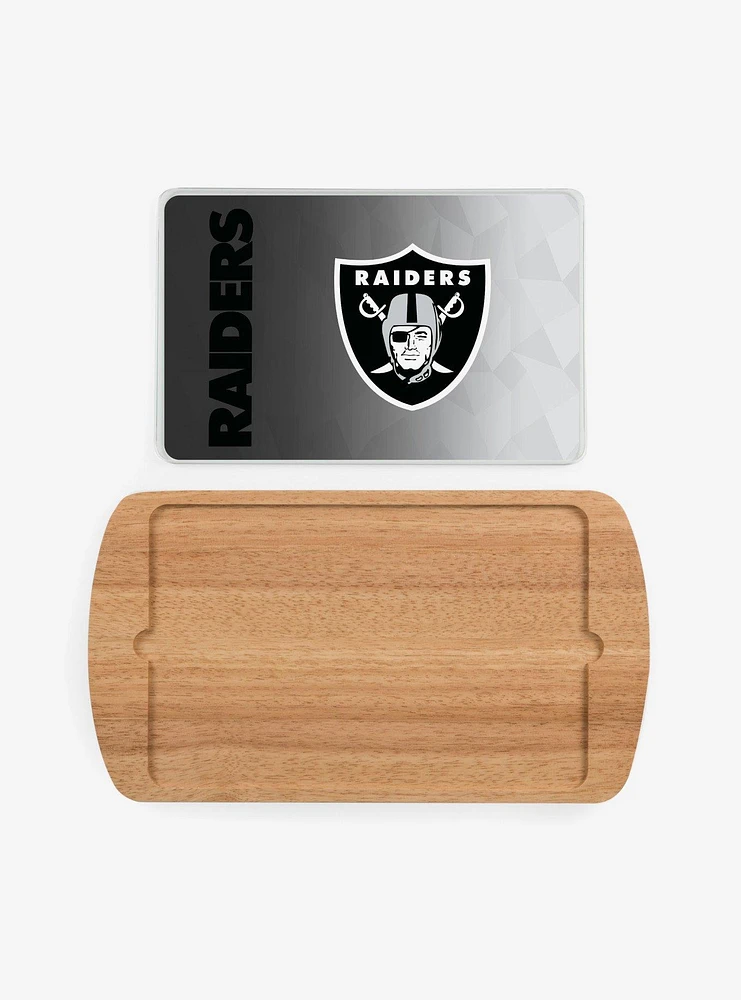 NFL Las Vegas Raiders Football Field Glass Top Cutting Board