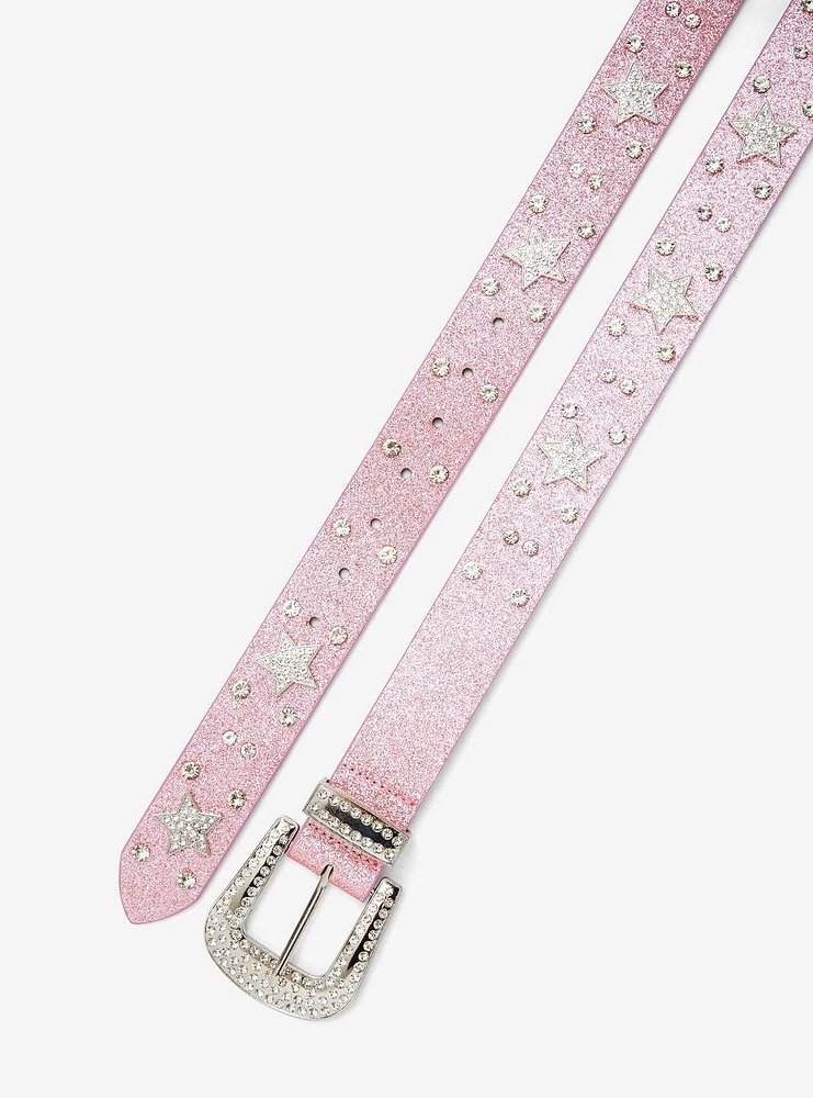 Pink Glitter Star Bling Belt