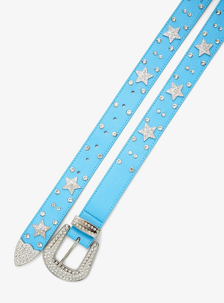 Light Blue Star Stud Bling Belt