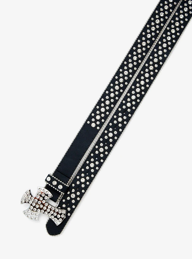 Black & Silver Bling Cross Stud Belt