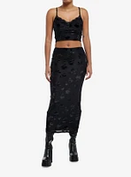 Black Floral Velvet Cami & Skirt Set