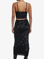 Black Floral Velvet Cami & Skirt Set