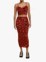 Rust Floral Velvet Cami & Skirt Set