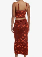 Rust Floral Velvet Cami & Skirt Set