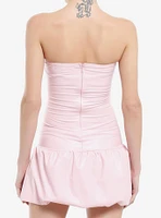 Pastel Pink Bubble Hem Mini Dress